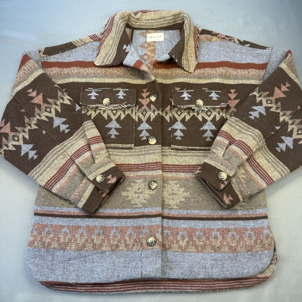 New In Boho Western Chic Jacket‎ Women's XL Brown/Tan Southwestern Aztec
